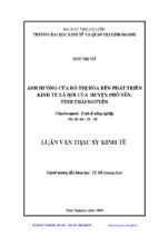 ảnh hưởng của đô thị hóa đến phát triển kinh tê xã hôi của huyện phổ yên tỉnh thái nguyên