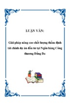 Giải pháp nâng cao chất lượng thẩm định tài chính dự án đầu tư tại ngân hàng công thương đống đa