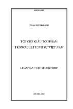 Tóm tắt luận văn thạc sĩ luật học tội che giấu tội phạm trong luật hình sự việt nam