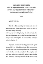 Một số biện pháp nhằm nâng cao chất lượng dạy học phân môn tiếng việt – trong chương trình ngữ văn 7