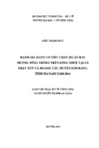 đánh giá nguy cơ tiêu chảy do ăn rau muống sống trồng trên sông nhuệ tại xã nhật tựu và hoàng tây, huyện kim bảng, tỉnh hà nam năm 2014