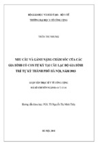 Nhu cầu và gánh nặng chăm sóc của các gia đình có con tự kỷ tại câu lạc bộ gia đình trẻ tự kỷ thành phố hà nội, năm 2013