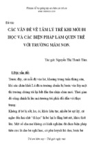 Các vấn đề về tâm lý trẻ khi mới đi học và các biện pháp làm quen trẻ với trường mầm non 