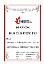 đề cương phân tích ngân quỹ của ngân hàng vietcombank chi nhánh tại thanh hóa