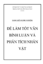 để làm tốt văn bình luận và phân tích nhân vật