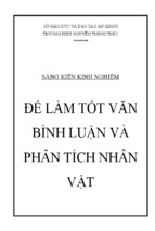 để làm tốt văn bình luận và phân tích nhân vật