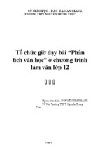 Tổ chức giờ dạy bài “phân tích văn học” ở chương trình làm văn lớp 12