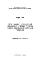 Nâng cao chất lượng của hệ thống quản lý rủi ro tín dụng tại các ngân hàng thương mại việt nam