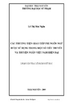 Các phương tiện giao tiếp phi ngôn ngữ được sử dụng trong một số tiểu thuyết và truyện ngắn việt nam hiện đại