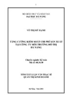 Luận văn tăng cường kiểm soát chi phí sản xuất tại công ty môi trường đô thị đà nẵng