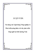 Luận văn tín dụng của ngân hàng nông nghiệp và phát triển nông thôn với việc phát triển làng nghề tại tỉnh quảng nam