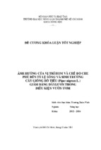 ảnh hưởng của vị trí hom và chế độ che phủ đến tỷ lệ sống và sinh trưởng cây giống hồ tiêu (piper nigrum l.) giâm bằng dây lươn trong điều kiện vườn ươm