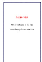 Luận văn một số bài học rút ra cho việc phát triển quỹ đầu tư ở việt nam