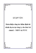 Hoàn thiện công tác thẩm định tài chính dự án tại công ty cho thuê tài chính i - nhnn & ptnt