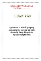 Giải pháp ngăn chặn truy cập trái phép vào các hệ thống thông tin tin học qua mạng