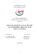 đánh giá ảnh hưởng của sự kết hợp các loại hormon trong sản xuất giống cá rô đồng