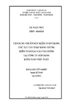 Vận dụng chuẩn mực kiểm toán trong thủ tục thu thập bằng chứng kiểm toán báo cáo tài chính tại công ty hợp danh kiểm toán hợp nhất