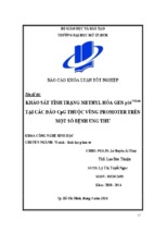 Khảo sát tình trạng methyl hóa gen p16ink4α tại các đảo cpg thuộc vùng promoter trên một số bệnh ung thư