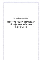 Skkn-một vài ý kiến đóng góp về việc dạy tự chọn ngữ văn 10