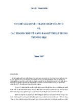 Cơ chế giải quyết tranh chấp của wto các tranh chấp về hàng rào kỹ thuật trong thương mại