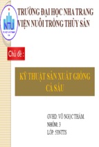 Bài thuyết trình kỹ thuật sản xuất giống cá sấu - đh nha trang