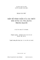 Một số tính chất của đa thức đối xứng và ứng dụng trong đại số - luận văn thạc sĩ toán học