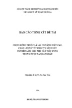 Chọn giống thuốc lá lai có năng suất cao chất lượng tốt phục vụ sản xuất nguyên liệu