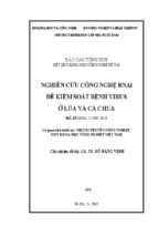 Nghiên cứu công nghệ rnai để kiểm soát bệnh virus ở lúa và cà chua