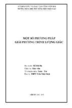 Một số phương pháp giải phương trình lượng giác