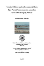 Technical efficiency analysis for commercial black tiger prawn (penaeus monodon) aquaculture farms in nha trang city vietnam