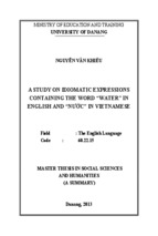 A study on idiomatic expressions containing the word water in english and nước in vietnamese