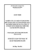 Nghiên cứu các nhân tố ảnh hưởng đến sự hài lòng của khách hàng mua sản phẩm chăm sóc da của công ty cổ phần dược phẩm hoa thiên phú tại thị trường đăklăk