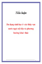 đa dạng sinh học ở các thủy vực nước ngọt nội địa và phương hướng khai thác