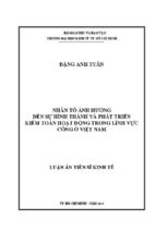 Luận án-các nhân tố  ảnh hưởng đến sự hình thành và phát triển kiểm toán hoạt động trong lĩnh vực công ở  việt  nam