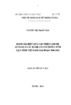 đánh giá hiệu quả can thiệp làm mẹ an toàn ở các bà mẹ có con dưới 2 tuổi tại 5 tỉnh việt nam giai đoạn 2006-2010