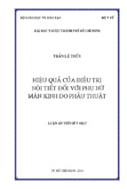 Hiệu quả của điều trị nội tiết đối với phụ nữ mãnh kinh do phẫu thuật