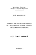 Phát triển hoạt động bancassurance của các công ty bảo hiểm thuộc các ngân hàng thương mại nhà nước việt nam [full]