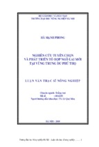 Nghiên cứu tuyển chọn và phát triển tổ hợp ngô lai mới tại vùng trung du phú thọ