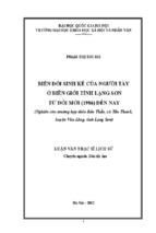 Biến đổi sinh kế của người tày ở biên giới tỉnh lạng sơn từ đổi mới (1986) đến nay (nghiên cứu trường hợp thôn bản thẩu, xã tân thanh, huyện văn lãng, tỉnh lạng sơn)  luận văn ths. dân tộc học