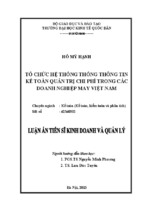 (luận án tiến sĩ) tổ chức hệ thống thông tin kế toán quản trị chi phí trong các doanh nghiệp may việt nam