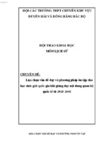 Lựa chọn vấn đề dạy và phương pháp ôn tập cho học sinh giỏi quốc gia khi giảng dạy nội dung quan hệ quốc tế từ 1919-1945