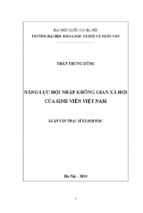 Năng lực hội nhập không gian xã hội của sinh viên việt nam  luận văn ths. xã hội học