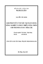 Tóm tắt luận văn thạc sĩ  giải pháp xử lý nợ xấu tại ngân hàng nn & ptnt chi nhánh eatam- đắk lắk