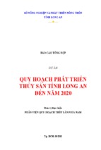 Báo cáo tổng hợp dự án quy hoạch phát triển thủy sản tỉnh long an đến năm 2020