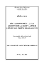 Tóm tắt luận văn thạc sĩ  đào tạo nguồn nhân lực tại khu phức hợp sản xuất và lắp ráp ô tô chu lai- trường hải, quảng nam