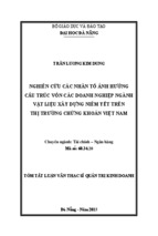 Tóm tắt luận văn thạc sĩ  nghiên cứu các nhân tố ảnh hưởng cấu trúc vốn các doanh nghiệp ngành vật liệu xây dựng niêm yết trên thị trường chứng khoán việt nam