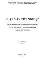 Giải pháp nhằm nâng cao hiệu quả hoạt động của hệ thống đại lý bảo hiểm nhân thọ tại bảo việt nhân thọ