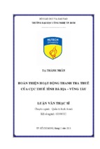 Hoàn thiện hoạt động thanh tra thuế của cục thuế tỉnh bà rịa-vũng tàu