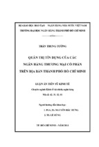 Quản trị tín dụng của các ngân hàng thương mại cổ phần trên địa bàn thành phố hồ chí minh