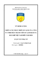 Chiến lược phát triển du lịch của công ty tnhh một thành viên du lịch dịch vụ dầu khí việt nam đến năm 2020